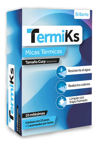 Mica Termica Tamaño Curp 10ml (100 Pzas) Termiks 10x14.5 Cm