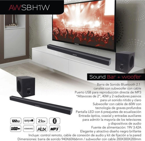 Imagen 3 de 4 de Barra De Sonido Sound Bar Con Subwoofer. Totalmente Nuevo