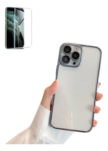 New Funda Transparente De Pc Con Película De Lente For iPhone