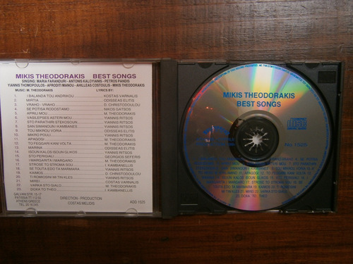 Mikis Theodorakis Best Song With His Best Singers Cd Import (Usado)