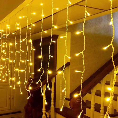 Imagen 2 de 6 de 400 Luces Led Cascada Navidad De 10 Metros Navideña Ambar