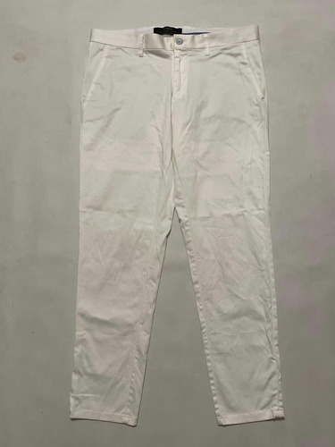 Pantalón Zara Talle 32 (42) Chino Elastizado Blanco Hueso