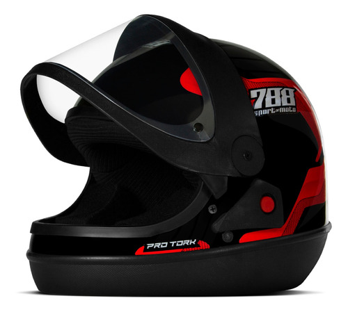 Capacete Masculino Sport Moto 788 Vermelho Pro Tork