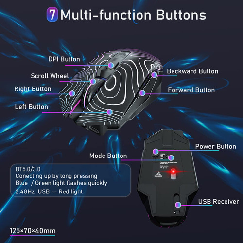 Mouse Sem Fio Para Jogos Solakaka Sm10 Rgb Tri-modes Bt5.0