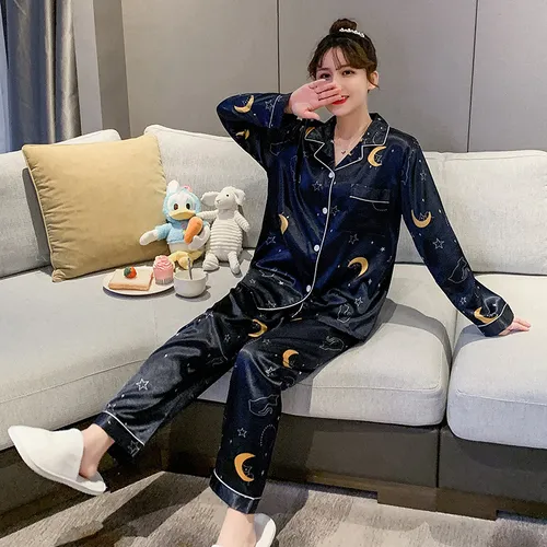 F Conjunto De Pijama De Seda Para Pareja, Ropa De Dormir
