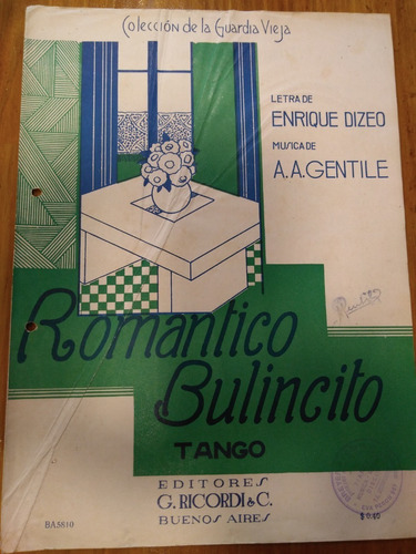 Romantico Bulincito Dizeo Gentile Partitura Tango