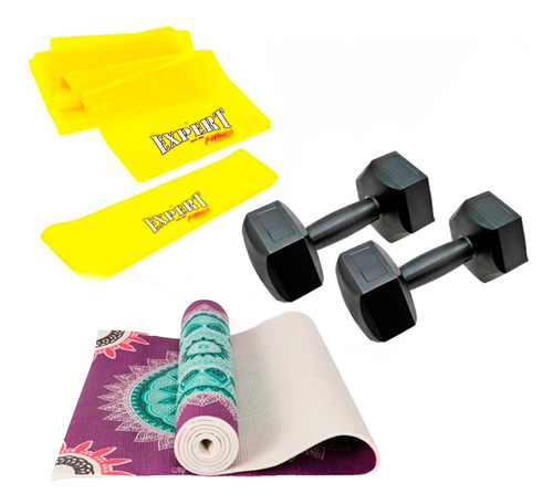 Set Yogamat + Bolso + 2 Mancuernas + 2 Bandas Fitness El Rey