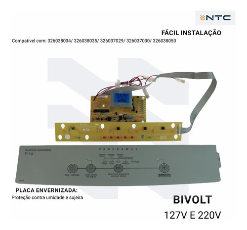 Placa Eletrônica Compativel Smart Bwm08 8kg Bwc06a 6kg