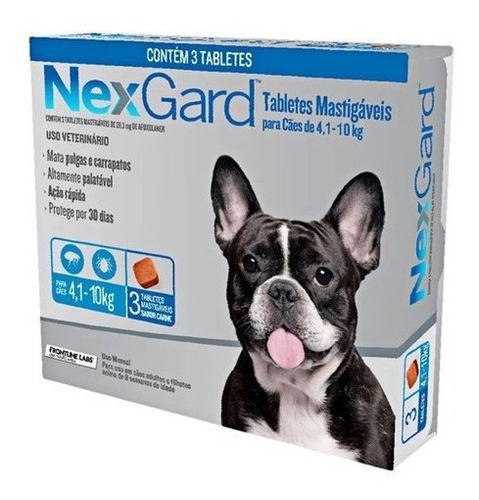 Nexgard Antipulgas E Carrapatos  4 A 10kg C/ 3 Comprimidos