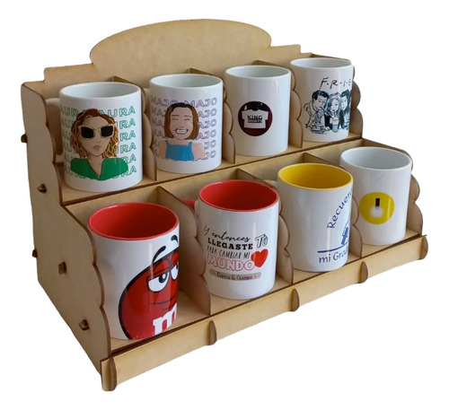 Exhibidor Organizador Tazas Mdf Vasos Botanas Producto Dulce