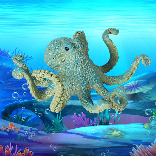 Nova Animal Model Figures Playset Plástico For Pulpo Azul B