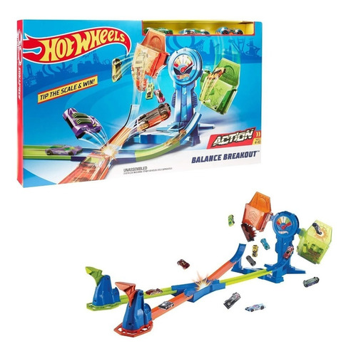 Hot Wheels Pista De Equilibrio Extremo Con 3 Carros Original