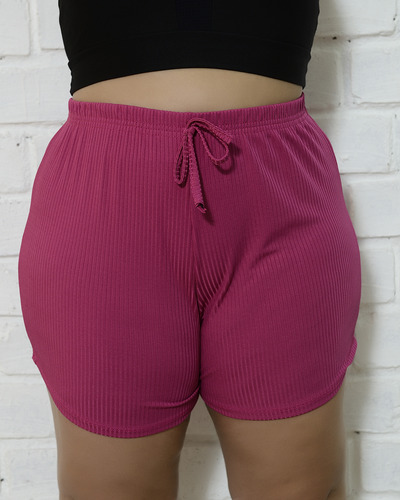 Kit 3 Shorts Canelado Plus Size Feminino Soltinho E Sortidos