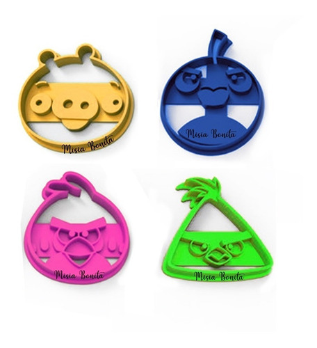 X4 Angry B Molde Cortante Galleta Red Cerdo Videojuego Birds