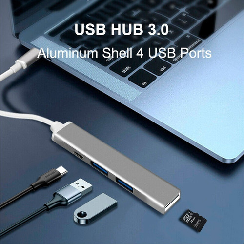 Hub Usb C Con 2 Puertos Usb, 1 Usb C Y Lector Tf 4 En 1