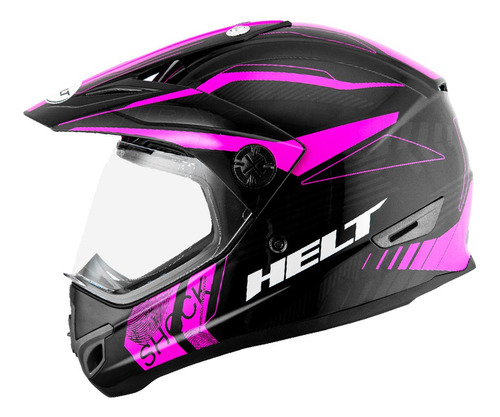 Capacete Helt Cross Vision Shock Rosa Pronta + Tamanho Do Capacete 62 Cor Rosa