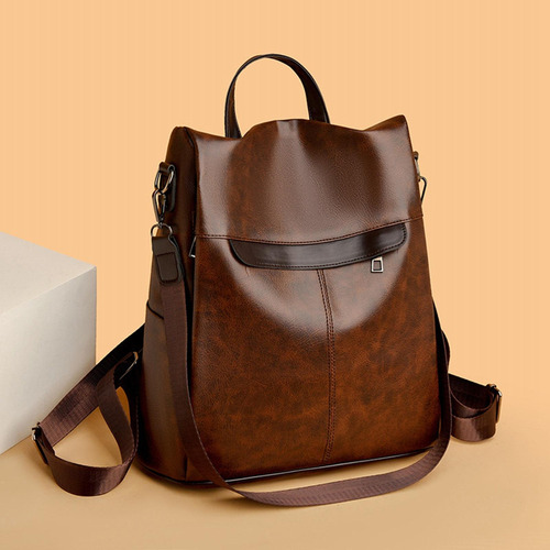 Mochila De Viaje Mochila De Cuero Pu Impermeable Con Correa