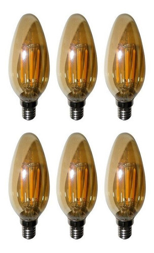 Lampadas De Led Kit 6 Multi Filamento Bivolt 30w Vintage Cor da luz Branco-quente 110V/220V