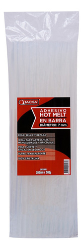 Barras De Silicona Hot Melt Tacsa Fina 500gr X Bolsa Color Transparente