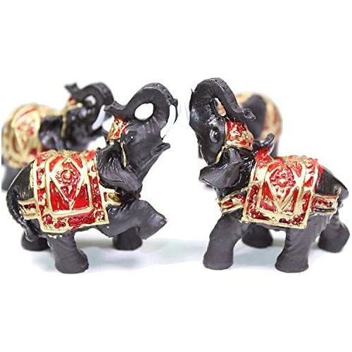 Conjunto De 4 Estatuas De Elefantes Tailandeses Negros ...