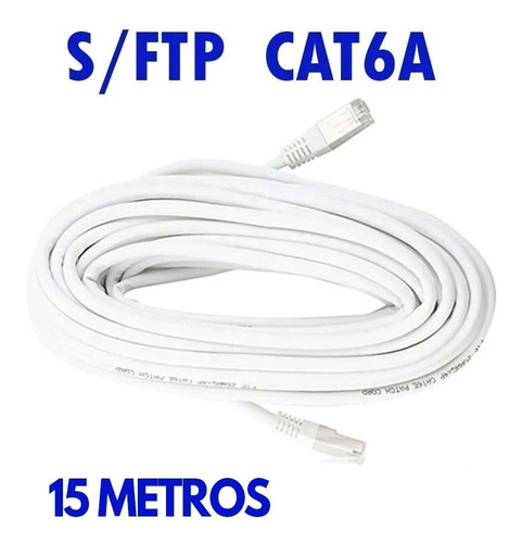 Imagen 2 de 4 de Cable De Red S/ftp Patch Cord Cat6a Blindado 15 Metros