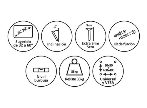 Imagen 6 de 7 de Soporte Dfg Tv Led Inclinacion 10 Grados 32 42 43 49 50 55
