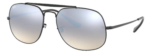 Anteojos de sol Ray-Ban General Standard con marco de acero color polished black, lente silver de cristal degradada/flash, varilla polished black de acero - RB3561