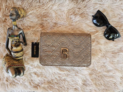 Bolso Crossbody Bebe - Bolso Para Dama Bebe Original Beige Lisa Dorados Dorado