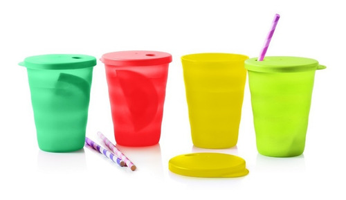 Vasos Con Tapa Para Sorbito - Set X4 Tupperware