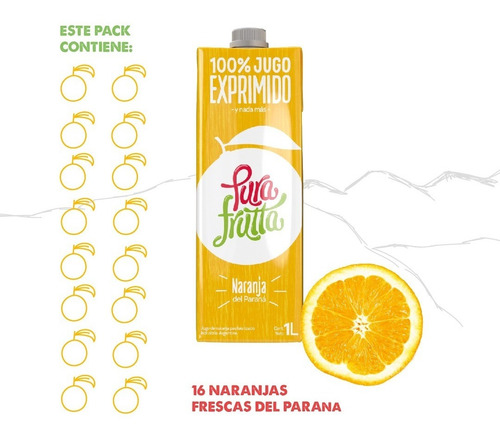 Imagen 4 de 8 de Jugo 100% Exprimido Naranja X 1ltr Pura Frutta 6 Un
