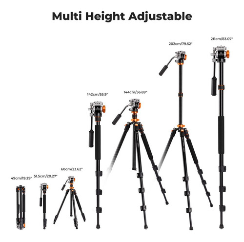 Tripode K&f Concept Kf09.136 - K234a7+fh-03