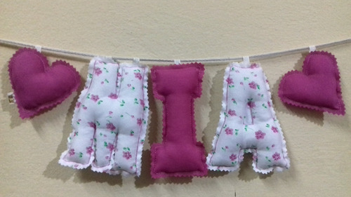 Guirnalda De Tela Con Nombre 3, 4, O 5 Letras 3 Letras