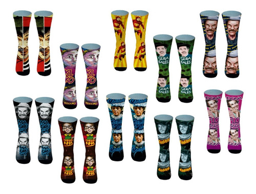 Imagem 8 de 10 de Meias Personalizadas Sublimadas Coloridas Swag Crossfit Geek Swag Estampas Sortidas 48 Pares