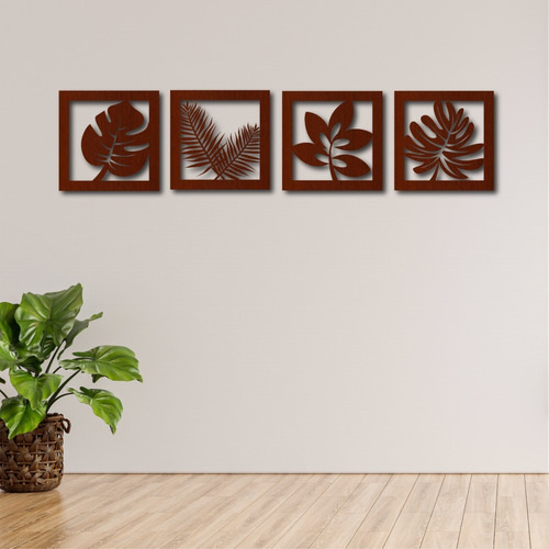 Imagen 1 de 10 de Cuadro De Madera Calado Mdf Hojas Moderno Living Decorativo