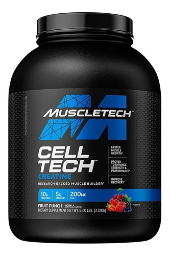 Suplemento en polvo MuscleTech  Cell-Tech creatina sabor ponche de frutas en pote de 2.72kg