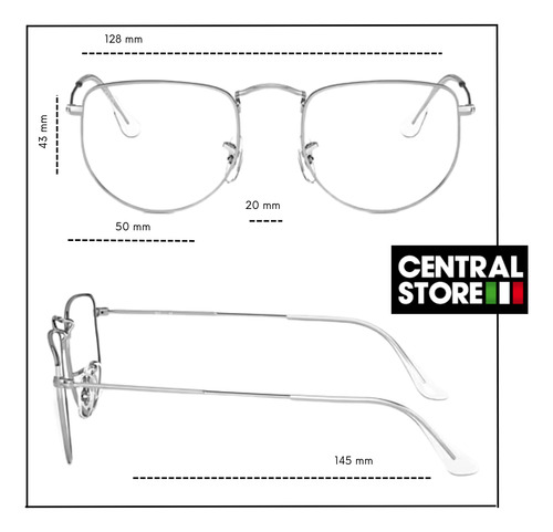 Lentes Lectura Recetado Ray-ban Eldon 0rx3958v Silver 50mm + 2501 | Plateado | Medium 50mm