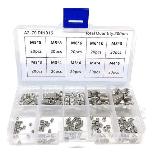Juego Tornillos Inox M3/m4/m5/m6/m8 Juego De 200 Piezas+orga