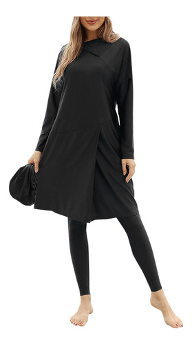 Traje De Baño De Manga Larga De Color Liso R Para Mujer Y Ba