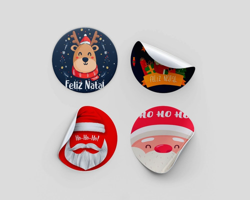 Imagem 2 de 3 de 100 Etiquetas Adesivos Recorte Embalagem Rótulos Feliz Natal