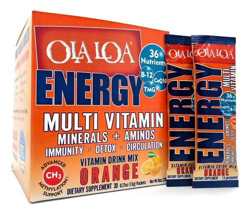 Ola Loa Energía Multivitamínico Polvo Naranja 30 Sobres