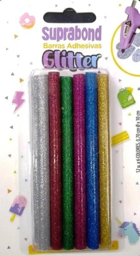 Barras Adhesivas De Silicona Glitter Suprabond Finas 12u