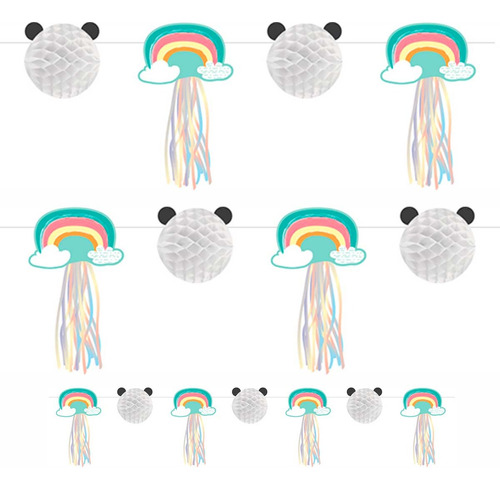 Banderin Guirnalda Banner Panda Arcoiris 2mts Cotillon