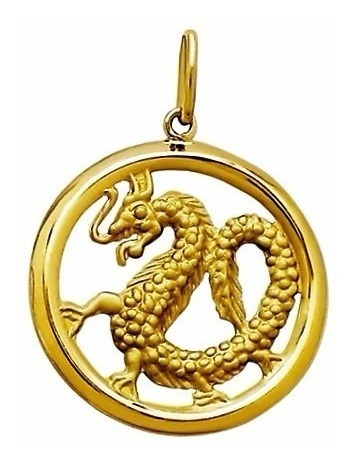 Dragao 2.8cm Pingente Medalha Ouro 18k Pingente 