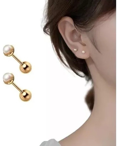 Mini Aros Perla Plata 925 Piercing Helix Accesorios Niña