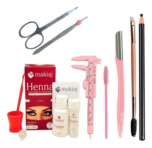 Kit Sobrancelha Profissional Henna E Acessórios Completo Cor Loiro