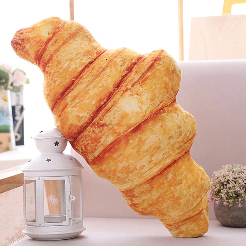 Divertido Cojín 3d Almohada Felpa Forma Pan Comida Suave  Color Croissant