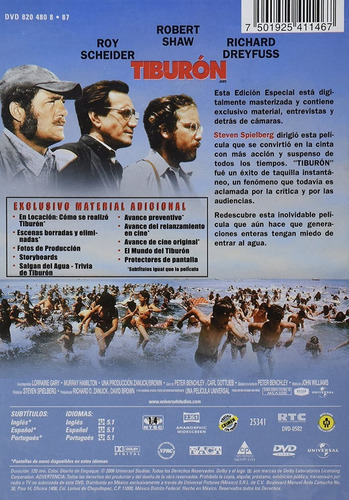 Tiburón (1975) Dvd Steven Spielberg Película Nuevo