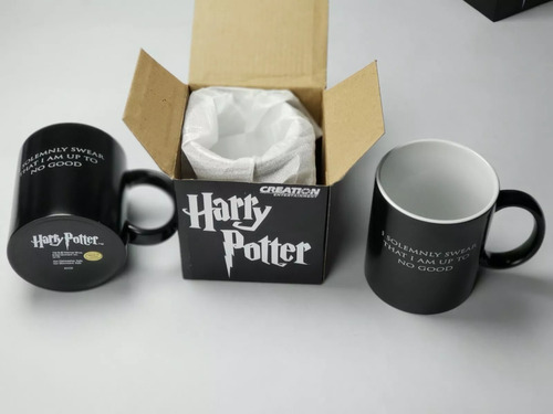 4 Tazas Mágicas Harry Potter Negro Termosensible