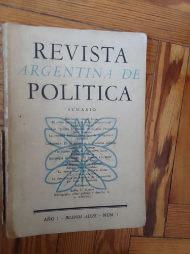 Revista Argentina De Política N° 1  Año 1  1958 