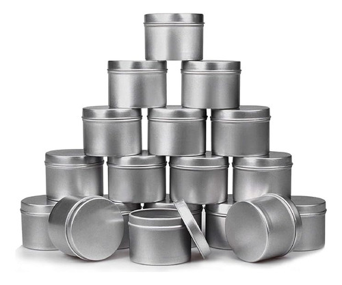 4oz,18 Latas Redondas De Aluminio Para Velas Color Plateado